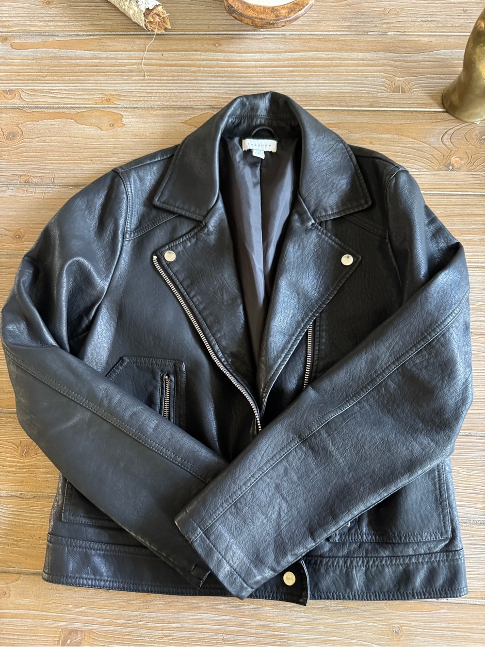 Topshop Black Jacket with Leather Trim - Picture 3 of 9